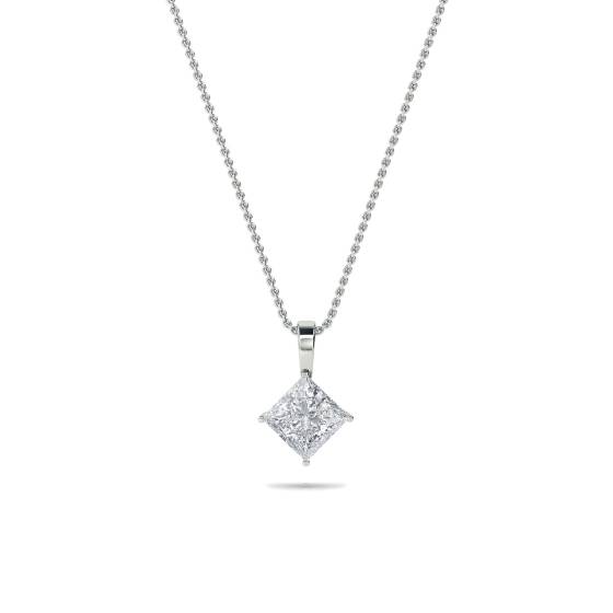 Moderner Prinzess-Diamant-Solitär-Anhänger