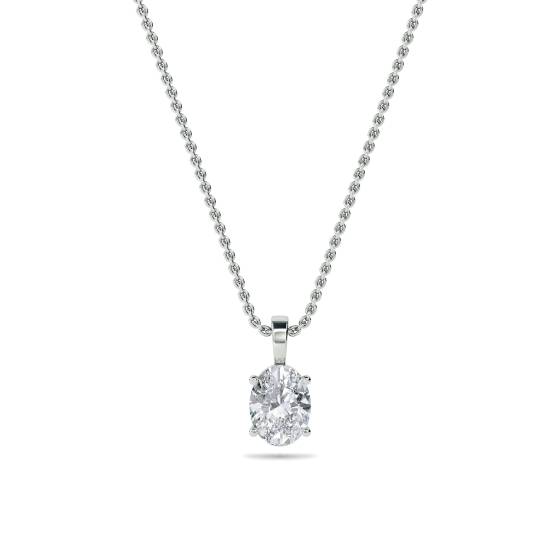 Klassischer ovaler Diamant-Solitär-Anhänger