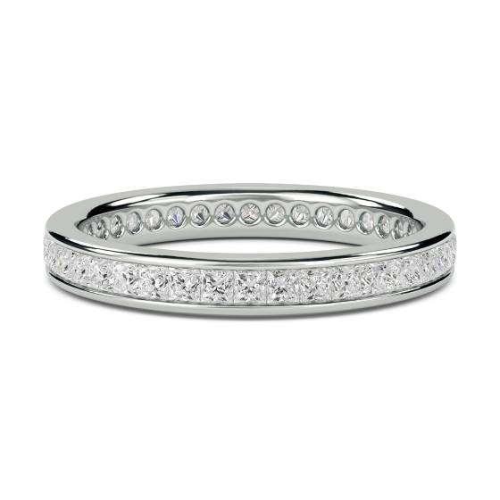 0,75 ct VS/E-F Prinzess-Naturdiamant-Ewigkeitsring