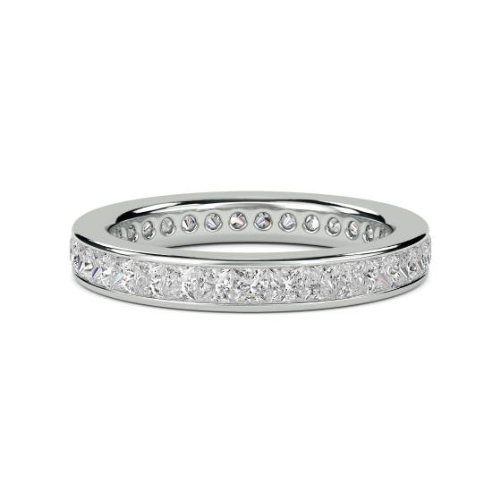 Eleganter Prinzess-Naturdiamantring mit 1,50 ct VS/D-E, Voll-Eternity-Fassung