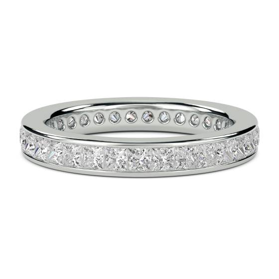 Eleganter Prinzess-Naturdiamantring mit 1,50 ct VS/D-E, Voll-Eternity-Fassung