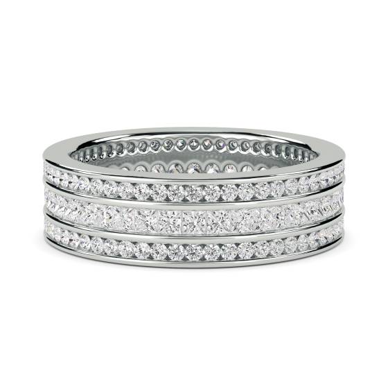 1,60 ct VS/E-F 3-reihiger runder Naturdiamant-Ring (Eternity- und Cocktailring)