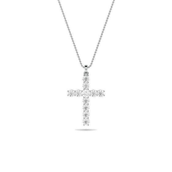 Klassischer runder Diamant-Kreuzanhänger