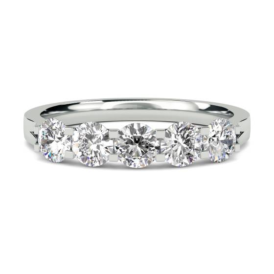 5 Stone Round Diamond Half Eternity Ring