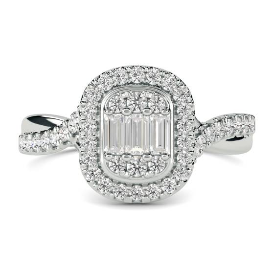 Baguette- und Runddiamant-Cluster-Ring