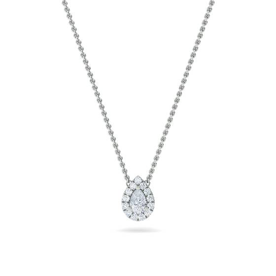 Birnen- und runder Diamant-Halo-Anhänger