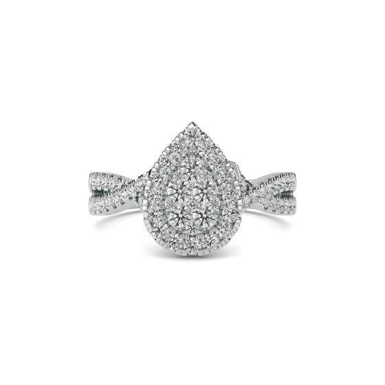 Ring mit einzelnem Halo-Runddiamantencluster an der Schulter