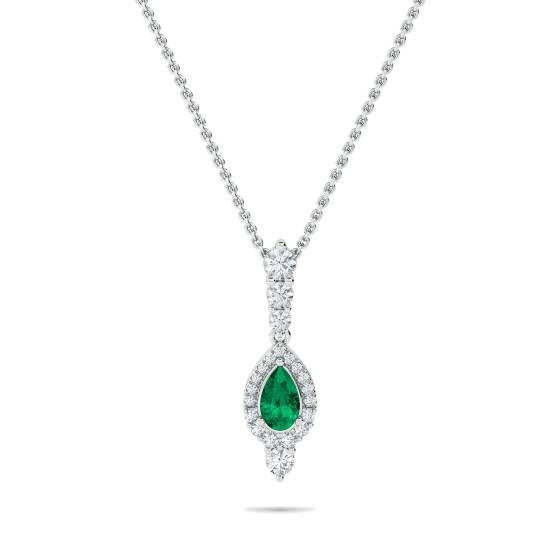 Smaragd-Birnenanhänger (1,40 ct) und Kette