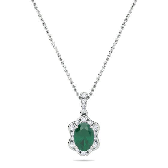 Vintage-Anhänger mit Smaragd (1,45 ct) und Kette