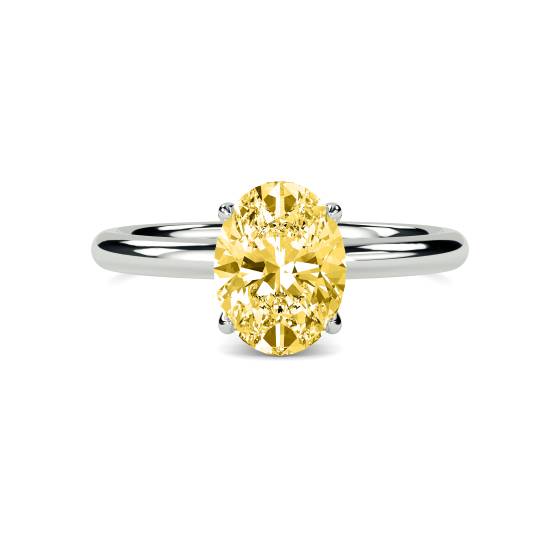 Ovaler Ring mit gelbem Diamanten und Halo-Fassung