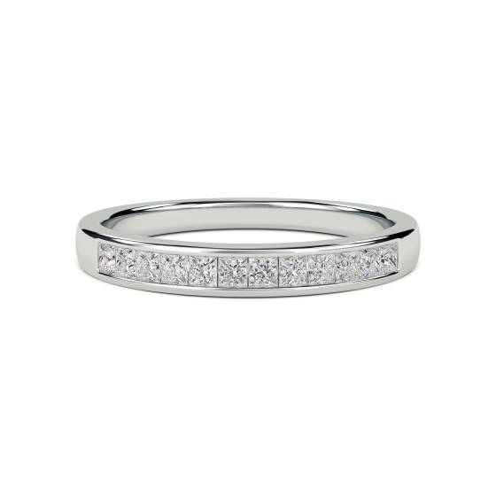 0,25 ct VS/E-F 3 mm Eleganter Prinzess-Naturdiamant-Ewigkeitsring