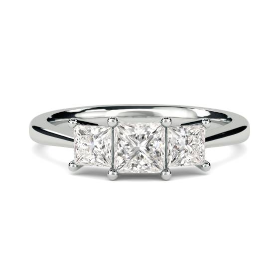 0,35 ct Verjüngter Prinzess-Diamant-Trilogie-Ring