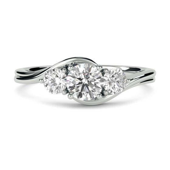 Einzigartiger Trilogie-Ring mit rundem Diamanten (0,35 ct).
