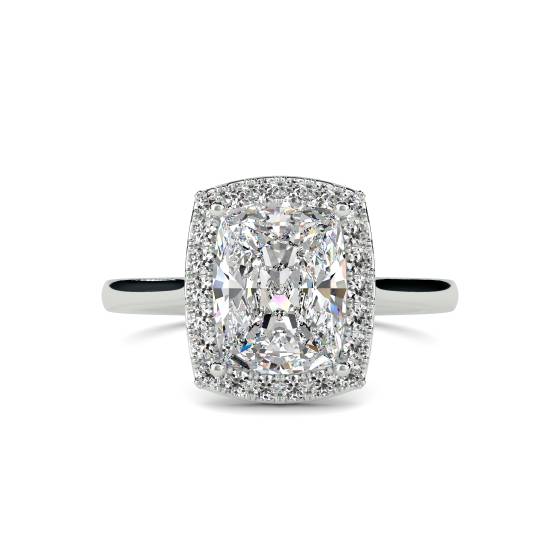 2,10 ct Kissenförmiger Aquamarin und Diamant-Halo-Ring