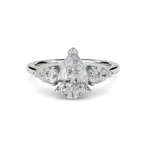 Eleganter Birnenförmiger Diamant-Trilogie-Ring