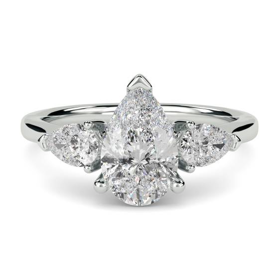 Eleganter Birnenförmiger Diamant-Trilogie-Ring