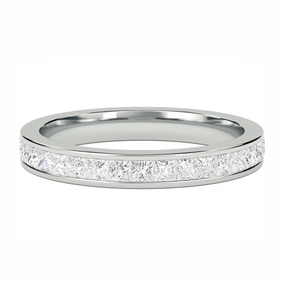 Ehering mit 1,00 ct VS/F-G Diamant im Prinzessschliff