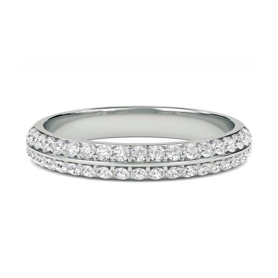 Designer Knife Edge Round Diamond Wedding Ring