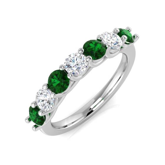 1,20 ct grüner Smaragd- und Diamant-Ewigkeitsring