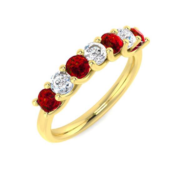 0,90 ct roter Rubin und Diamant-Ewigkeitsring