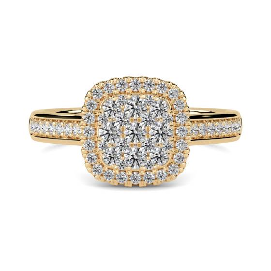 Elegant Round Diamond Halo Cluster Ring