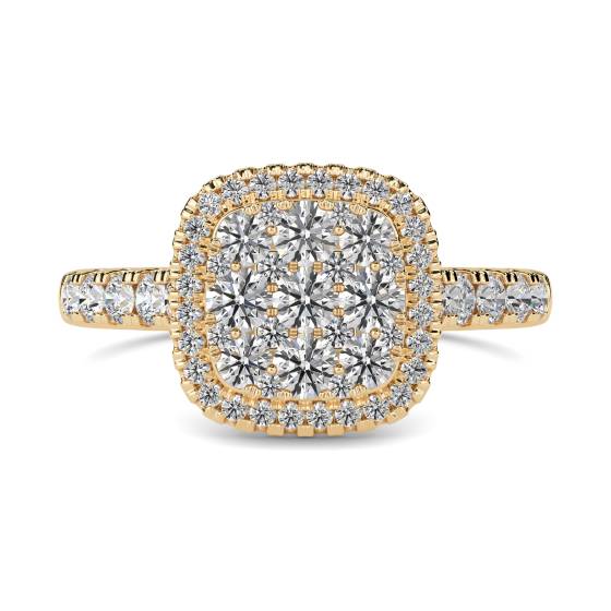Elegant Round Diamond Halo Cluster Ring