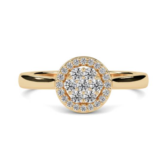Elegant Round Diamond Halo Cluster Ring