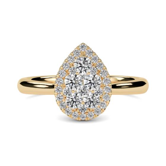 Elegant Round Diamond Halo Cluster Ring