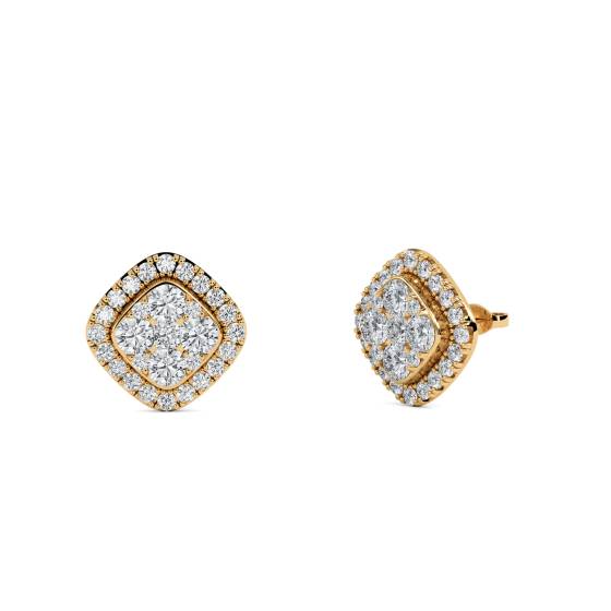 Classic Round Diamond Cluster Earrings