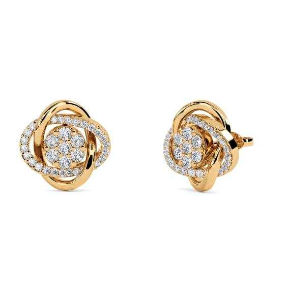 Unique Round Diamond Knot Earrings
