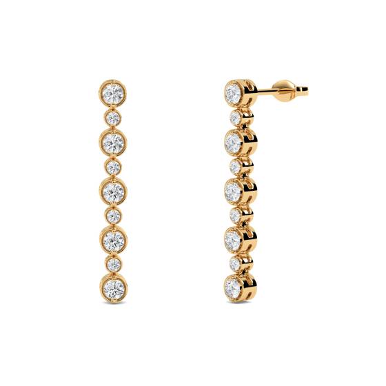 Modern Round Diamond Drop Earrings