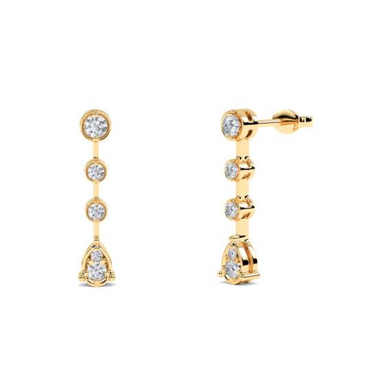 Modern Round Diamond Drop Earrings