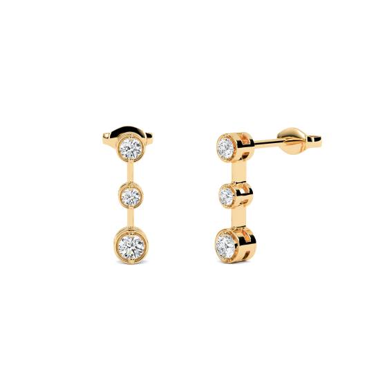 Modern Round Diamond Drop Earrings