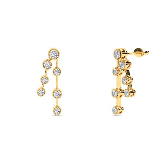 Modern Round Diamond Drop Earrings