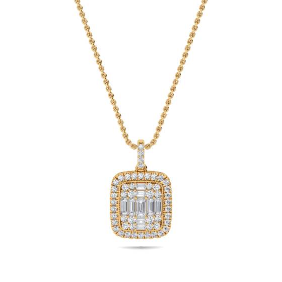 Cluster Round and Baguette Diamond Designer Pendant