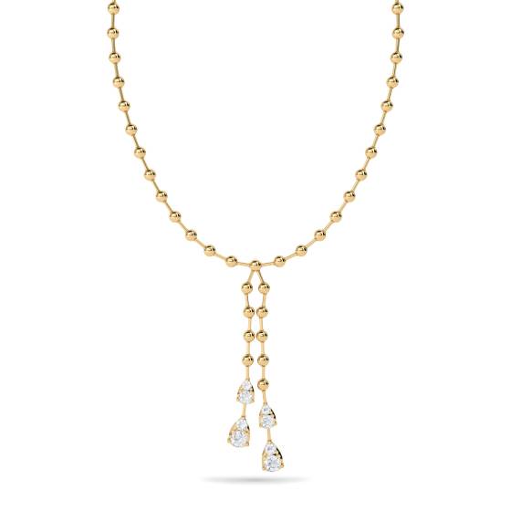 Elegant Round Diamond Two Drop Necklace