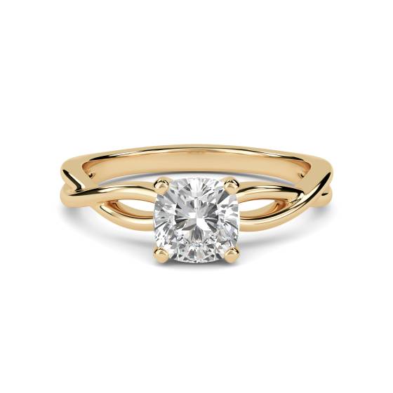 Verlobungsring mit Infinity Love Swirl Kissenschliff und Diamanten