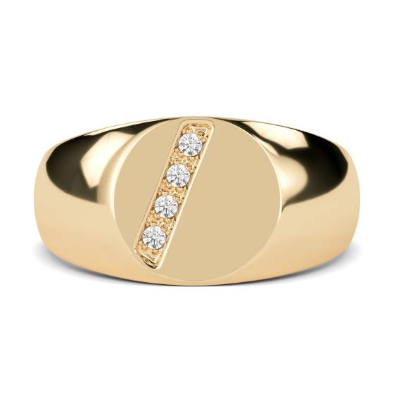 Ovaler Herren-Siegelring mit rundem Diamanten