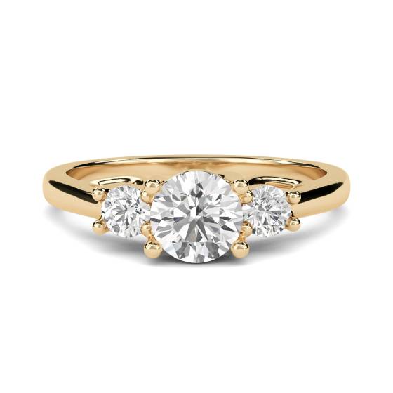 Einzigartiger Trilogie-Ring mit rundem Diamanten