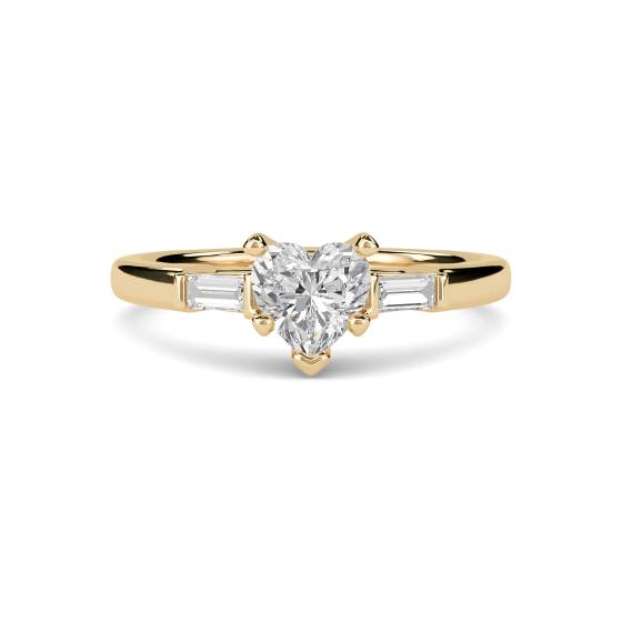 Moderner Herz- und Baguette-Diamant-Trilogie-Ring