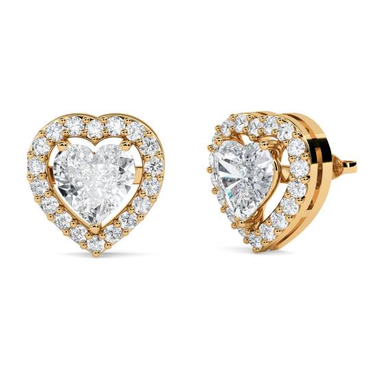 Herzförmige Diamant-Ohrringe mit Halo-Fassung