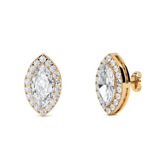 Marquise-Diamant-Ohrringe mit Halo-Fassung
