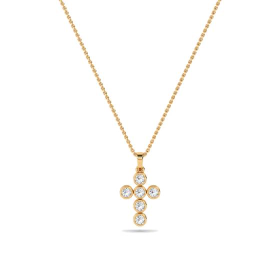 Moderner runder Diamant-Kreuzanhänger
