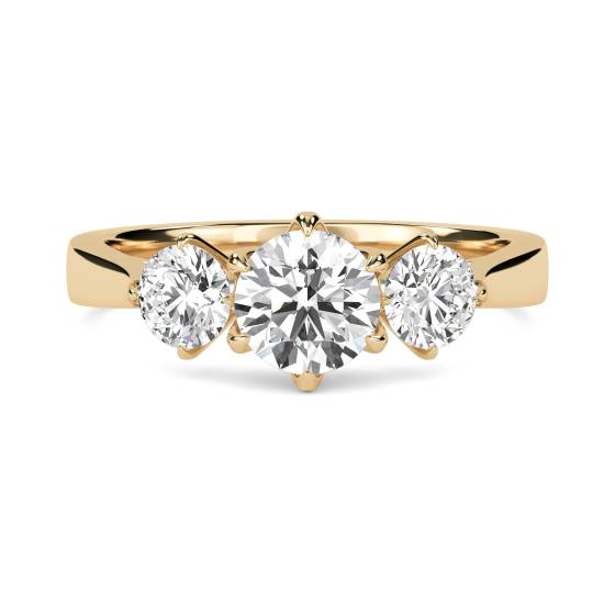 Eleganter Trilogie-Ring mit rundem Diamanten