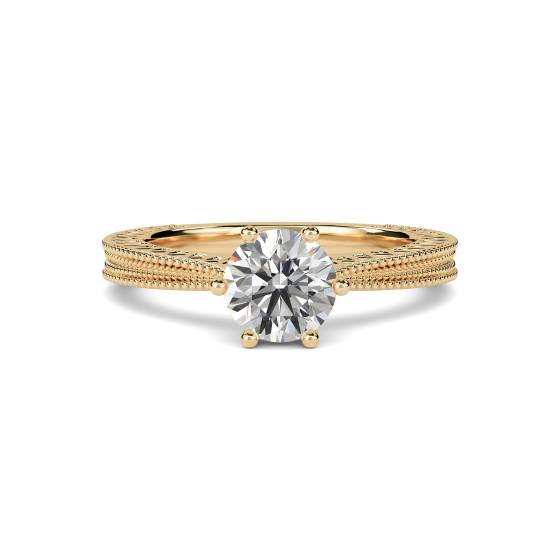 Einzigartiger Ring im Vintage-Filgrinth-Stil mit einem einzelnen runden Diamanten