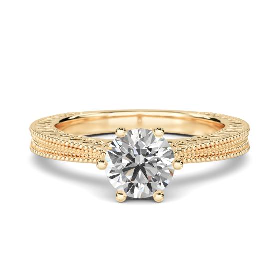 Einzigartiger Ring im Vintage-Filgrinth-Stil mit einem einzelnen runden Diamanten