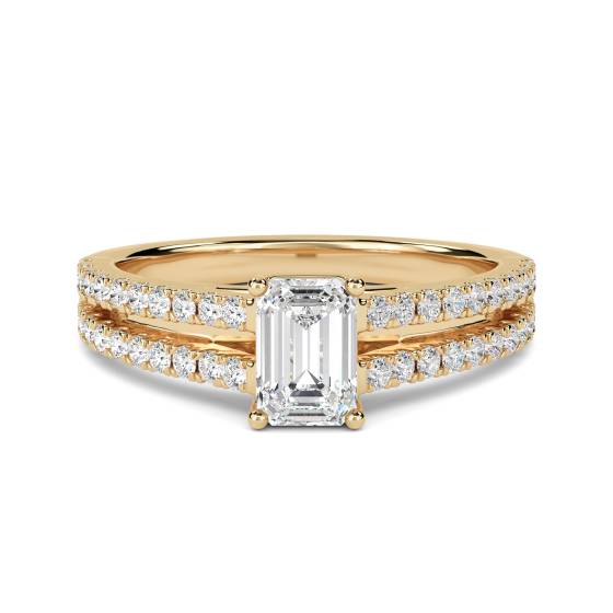 Verlobungsring mit 0,75 ct SI1/E Naturdiamant im Schulterfassung