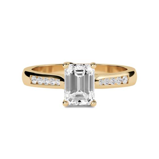 Smaragd-Diamant-Schulter-Set-Ring