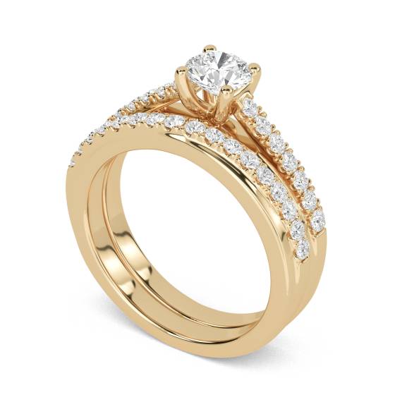 Runder Diamant-Schulterring mit passendem Band