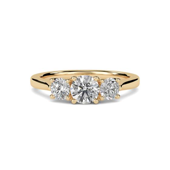 Moderner Trilogie-Ring mit runden Diamanten

